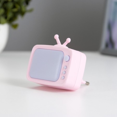 Nightlight "TV" LED pink 7x7x6.5 cm