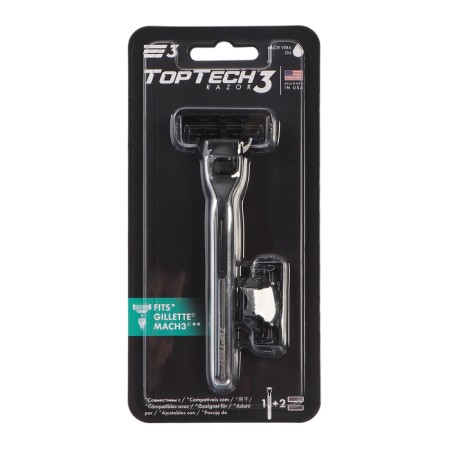 TopTech Razor 3 Male Razid is compatible with Gillette Mach3, 1 razor + 2 replaceable cassettes-2
