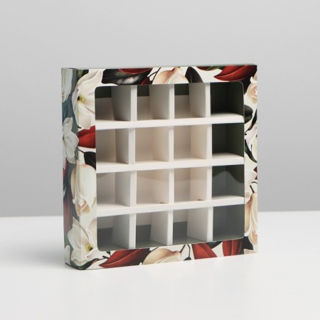 Box for sweets, confectionery packaging, 16 cells, Gift for you, 17.7 x 17.7 x 3.8 cm