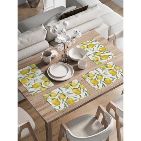 A set of napkins for setting the table “Branches of Lemon”, rectangular, rounded edges, size 30x46 cm, 4 pcs