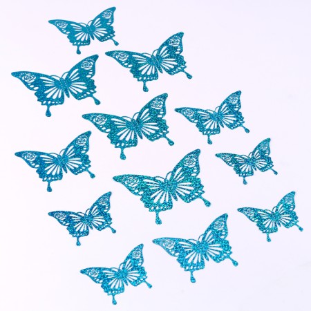 Set for decorating "Butterflies", set 12 pcs, color holography blue-1
