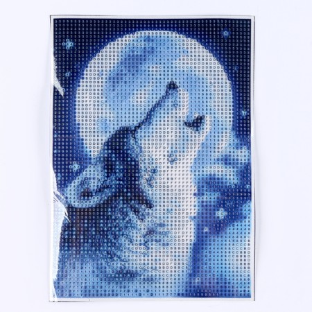 Diamond mosaic with full filling on the canvas "Wolf", 15 x 21 cm-3