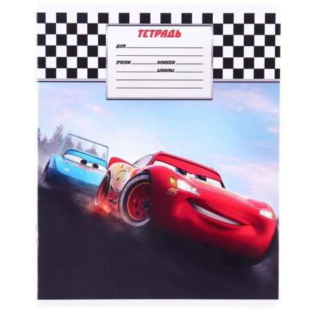 Notebook in a large cage 12 sheets, 5 types of mix, cover covering cardboard, cars-9