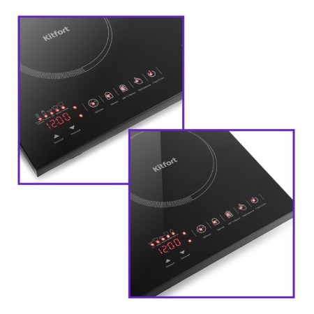 Induction tile KitFort KT-105, 2000/2000 W, 2 burners, 7 programs, sensor, black-2