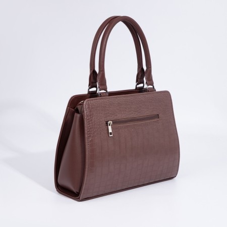 Women's bag El Masta with a zipper, 2 outer pockets, a long belt, coffee color-1