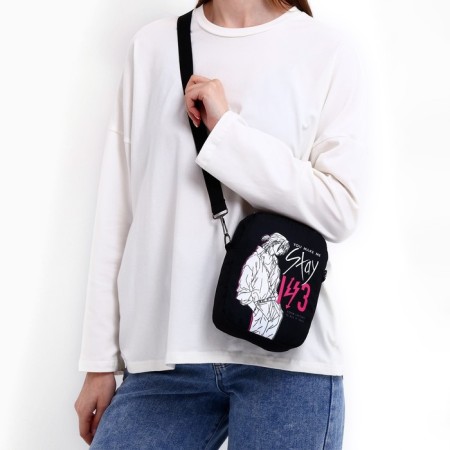 Youth bag with zipper, black color-2