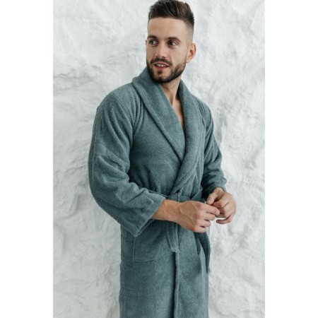 Tainted male bathrobe, size 48, green color-5