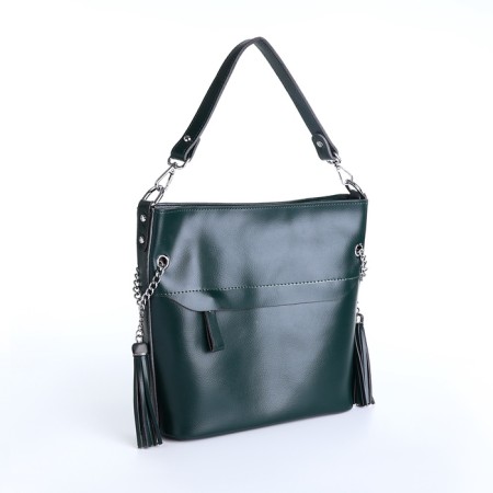 Luggage bag on lightning, 2 outer pockets, long belt, green color-7