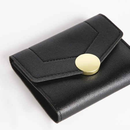 Women's wallet on the button, black color-2