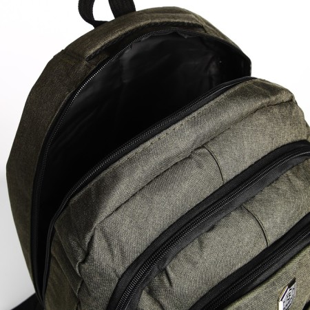 Youth backpack from textiles, 2 departments, 4 pockets, green color-5