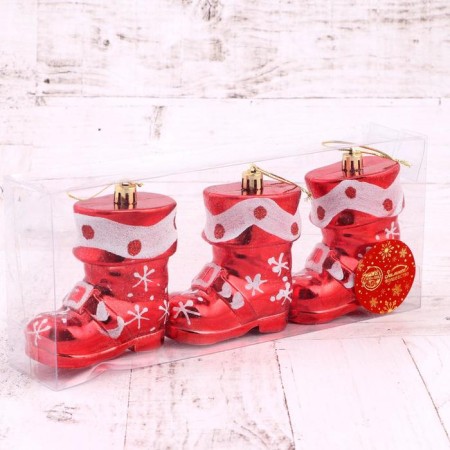 Christmas tree decoration "boot" (set 3 pcs) 8x8 cm, white-1