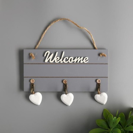 Decorative tree hooks "Three hearts. Welcome" mix 20x10x2.5 cm-4