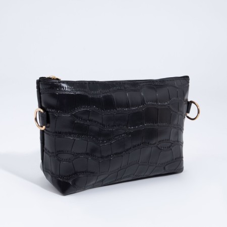 Bag Cross-Bodi with a zipper, black color-1