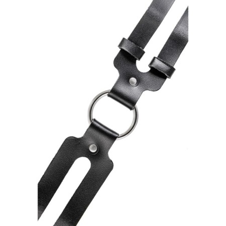 Pecado BDSM chocker-sewer, two straps, genuine leather, black-5