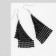 Hanging earrings "rhombus" disco, black color in silver, 7.5 cm