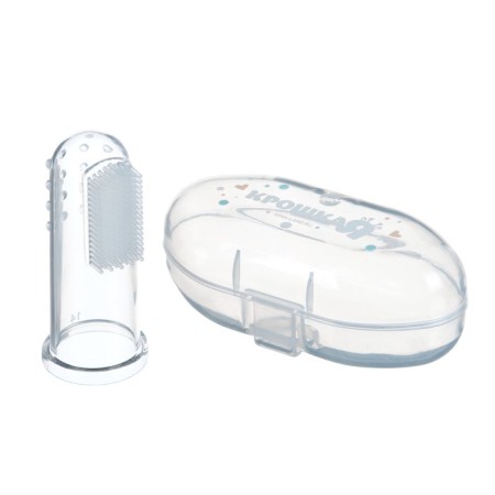 The teether is a children's massager in a container, 3 in 1, per finger, silicone from 3 months.-2