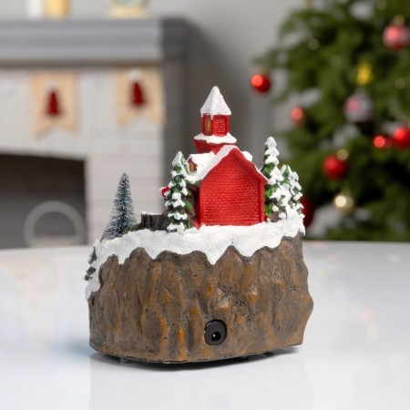 LED figure "Train and Santa Claus" 16 × 10 × 12 cm, polystone, batteries AAAX2 (not in the kit), USB, glow warm white-3