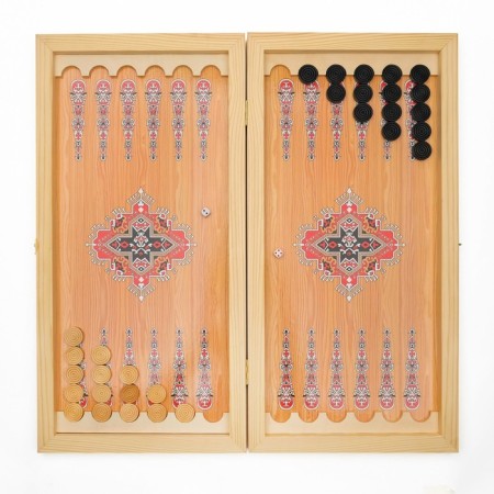Wooden backgammon large, board game "Leo", 60 x 60 cm, with checkers-1
