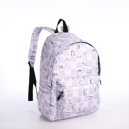 School backpack of textiles on lightning, 4 pockets, lilac color-3