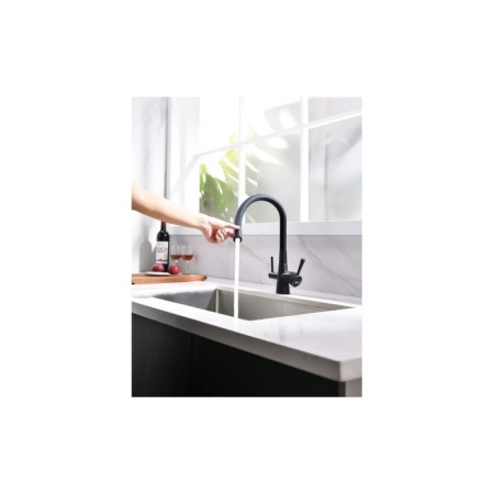 LEMARK COMFORT LM3075BL kitchen mixer, single -leaf, drinking output, black-1