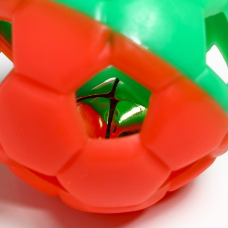 Rubber toy "soccer ball" with a bell, 6 cm, orange/green-1