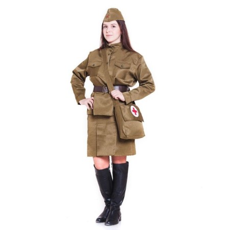 Military costume "orderly", cap, gymnast, belt, skirt, bag, p. 52-54