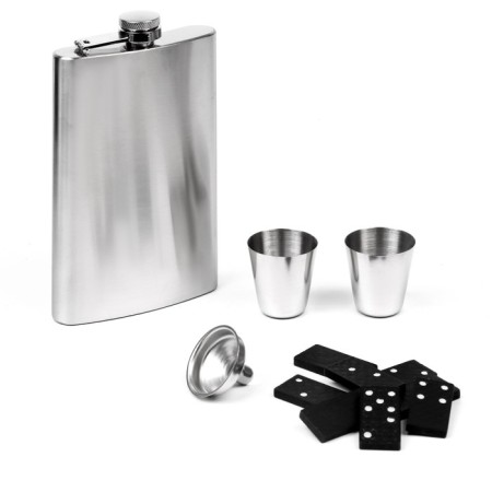 Gift set 5 in 1: Flaw 300 ml, glasses 30 ml, funnel 2.5 x 3.5 cm, domino-1