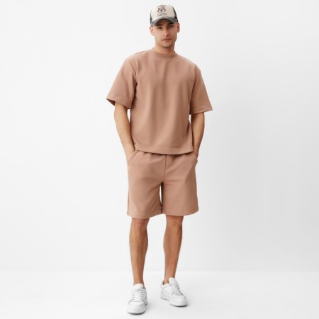 Men's T-shirt from organic cotton Minaku Regular Fit: beige color, rr 52-1