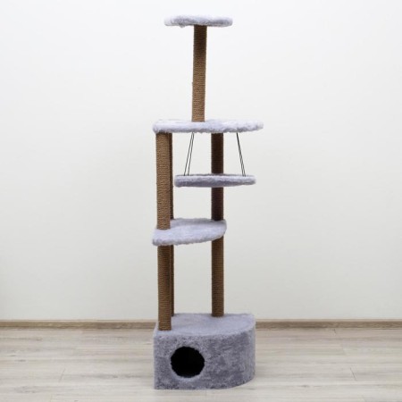 Complex for cats with a claw, corner, with a hammock, 48 x 48 x 171 cm, gray-2