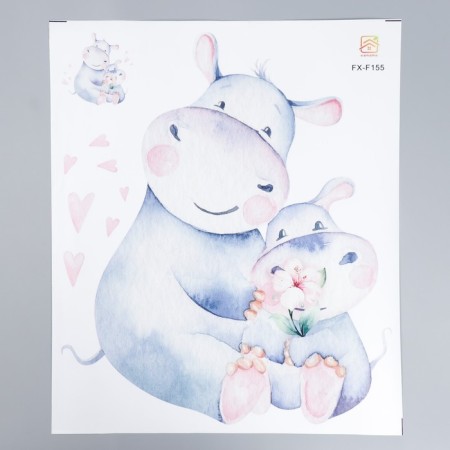 Sticker Plastic Interior color "Cute Hippo" 30x90 cm-1