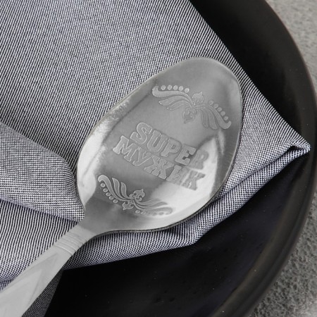 A teaspoon spoon with an engraving “Super man”, on a gift card, 3 x 14 cm.-6