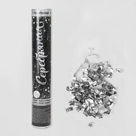 Pneumatic clap "silver", foil, serpentine, 30 cm-3