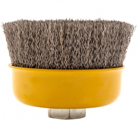 Denzel Ushm brush, 100 mm, M14, cup, twisted stainless wire 0.3 mm-3