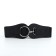 Women's belt, width 8.5 cm, metal buckle, black color