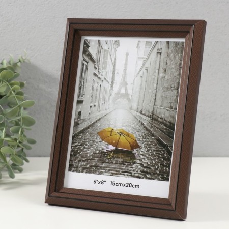 Photo frame plastic 15x20 cm "Staircase with rhombuses" Chocolate 2x18x23 cm-1