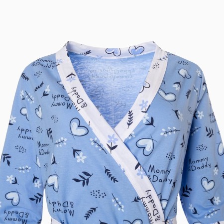 Female set (shirt/robe) for pregnant women, blue color, size 52-6