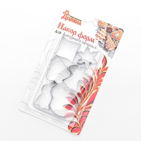 A set of forms for cutting the cookies of the share “angel, bear, Christmas tree, bunny”, 6 objects, silver color-3