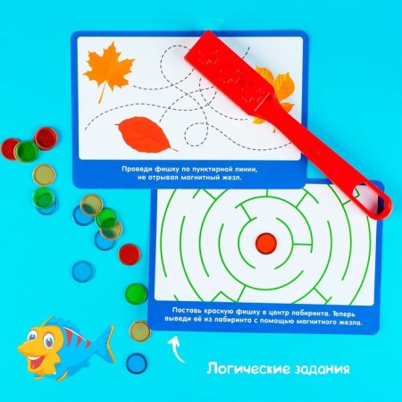 Magnetic wand with the tasks of "Labyrinths", chips, tasks, according to the Montessori methodology-7