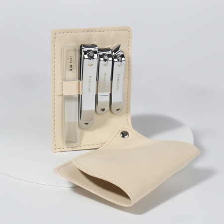 Manicure set, 4 items, in a sliding case, beige color-2