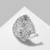 Brooch "Leaf" curved, blue color in silver