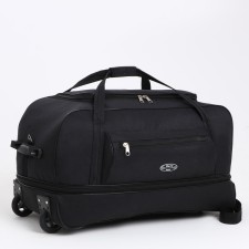 Road bag on wheels, a lightning department, with an increase, an outer pocket, black color