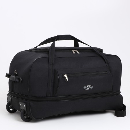 Road bag on wheels, a lightning department, with an increase, an outer pocket, black color