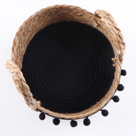 Storage basket "Colombia", with handles, 24 x 24 x 13 cm, natural, black-4