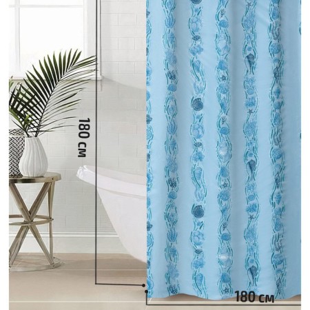 Curtain for the bathroom "shell", 180 × 180 cm, blue color-1