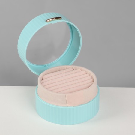Stand for the Ring "Portable Casket", Circle, 7 stripes, 9 × 9 × 5.5 cm, blue color-3