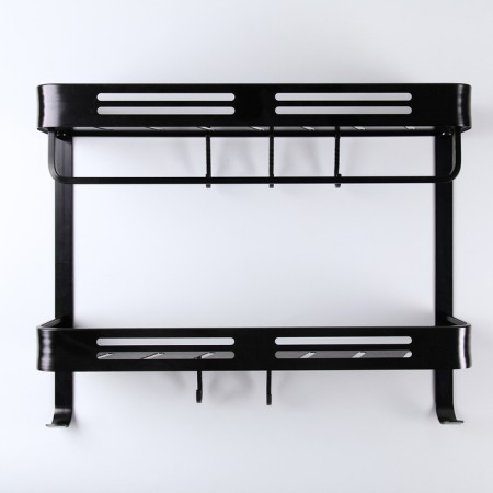 2-tier shelf, 50 × 12.6 × 43.6 cm, black color-1