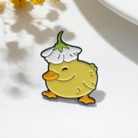 Icon "duckling" with a flower, colored in ferrous metal