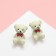 Earrings Metal "Plush Bear", white color