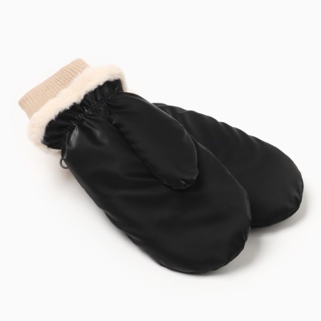 Women's mittens minku, black color, 25 cm-1