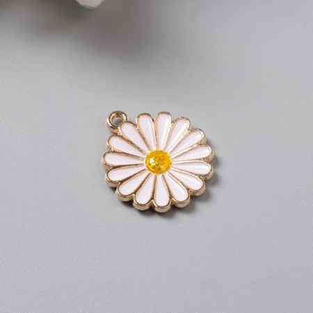 Decor for creativity Metal, enamel "Chamomile Lush" 2x1.8 cm-1